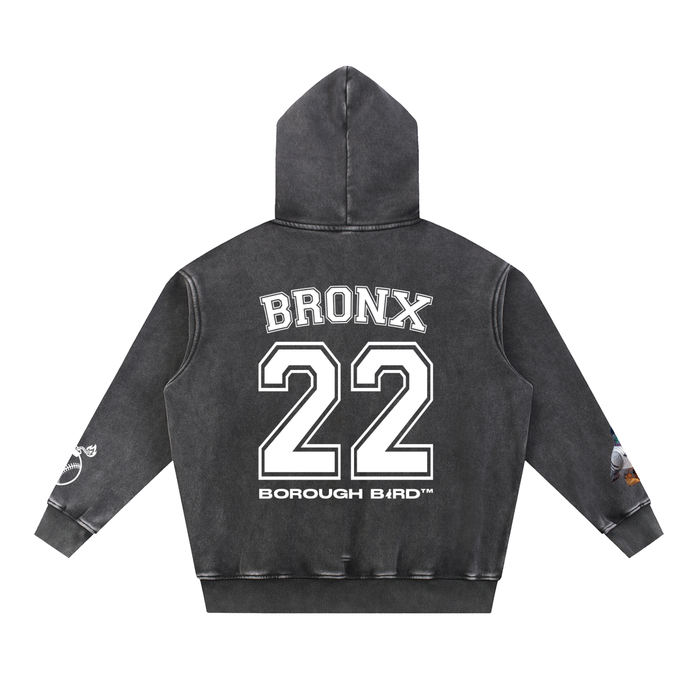 Borough Bird No. 22 Snow-Wash Oversized Hoodie — Wordmark Edition