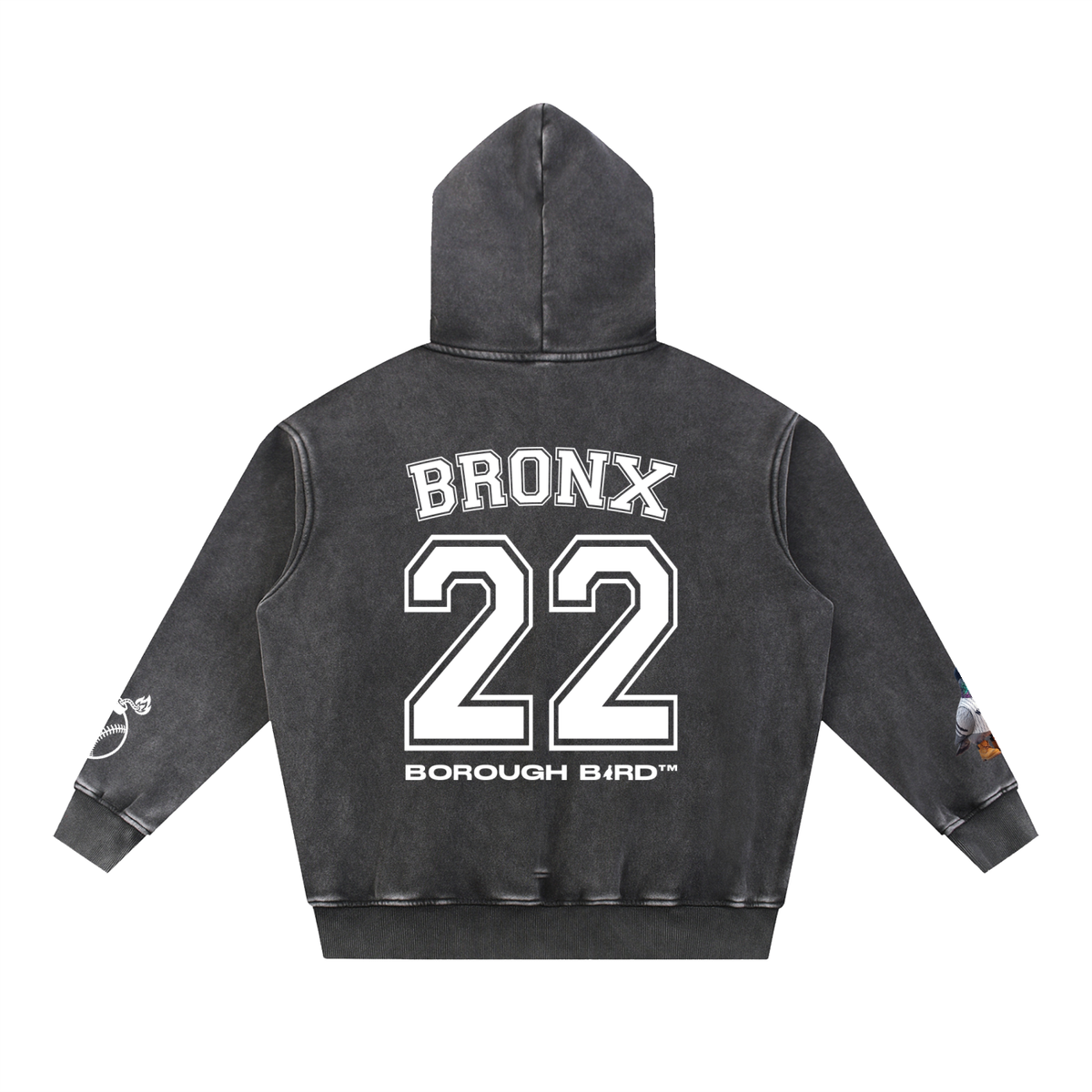 Borough Bird No. 22 Snow-Wash Oversized Hoodie — Wordmark Edition