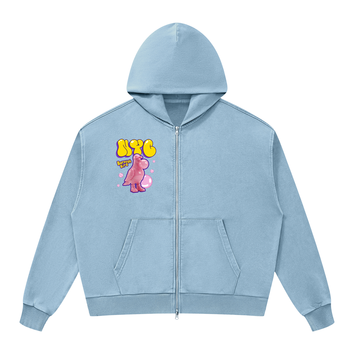 Unisex Mineral Wash Boxy Full Zip Hoodie