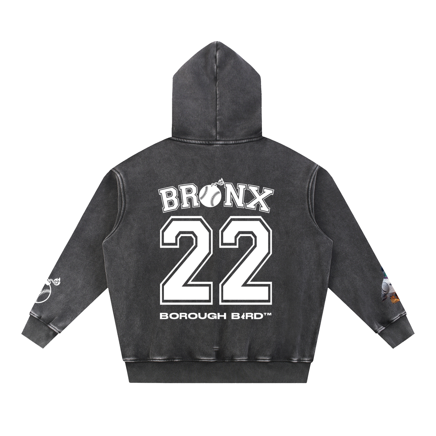 Borough Bird No. 22 Snow-Wash Oversized Hoodie — Script Edition