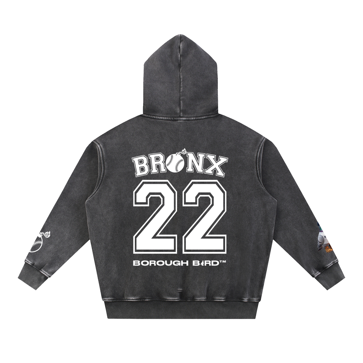 Borough Bird No. 22 Snow-Wash Oversized Hoodie — Script Edition
