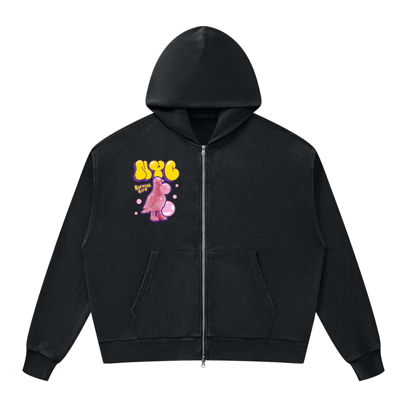 Unisex Mineral Wash Boxy Full Zip Hoodie