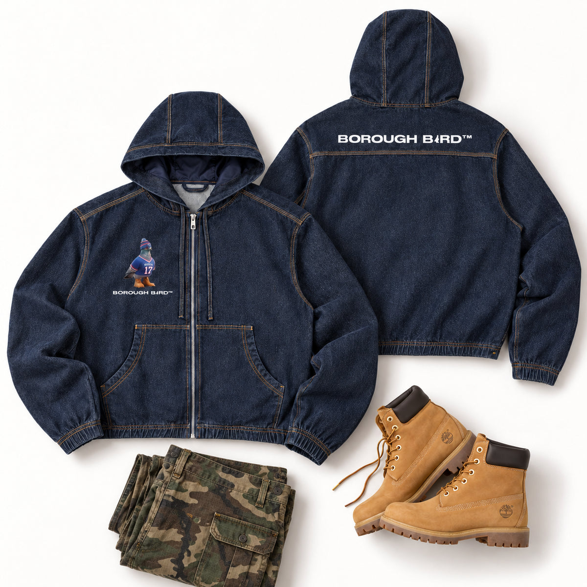 Borough Bird No. 17 Hooded Denim Jacket — Vintage Wash Edition