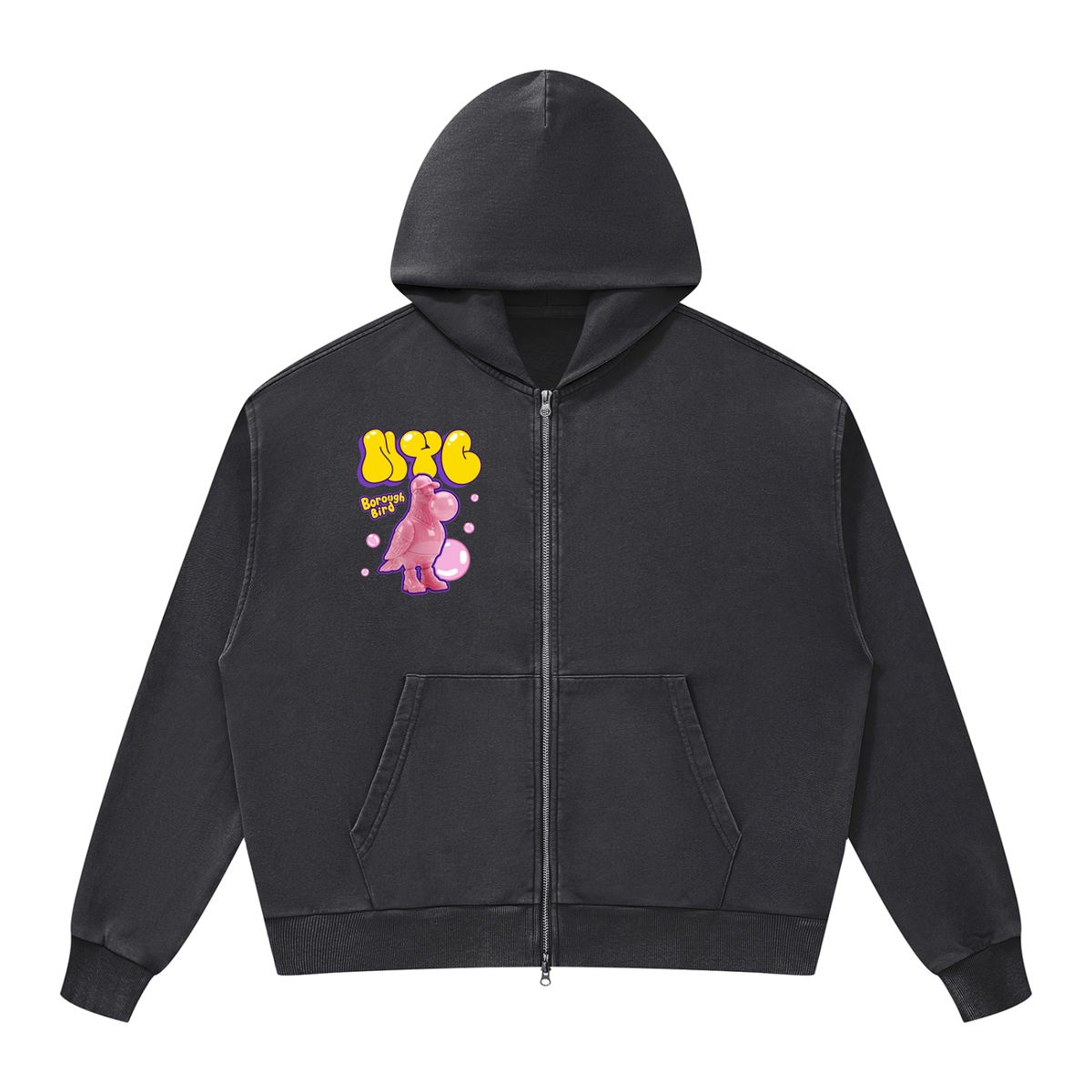 Unisex Mineral Wash Boxy Full Zip Hoodie