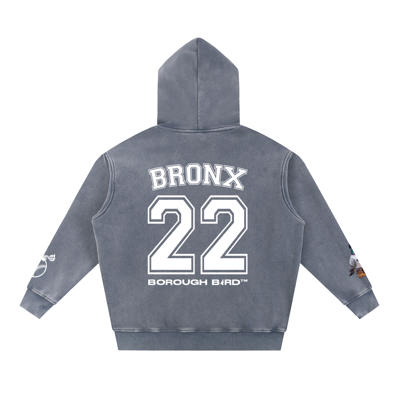 Borough Bird No. 22 Snow-Wash Oversized Hoodie — Wordmark Edition