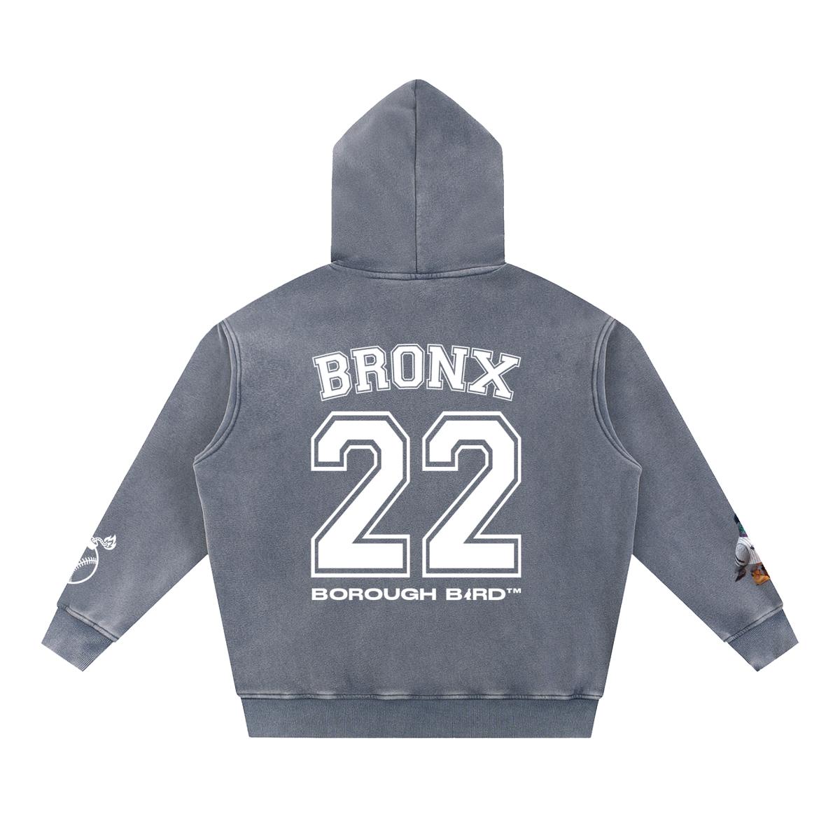 Borough Bird No. 22 Snow-Wash Oversized Hoodie — Wordmark Edition