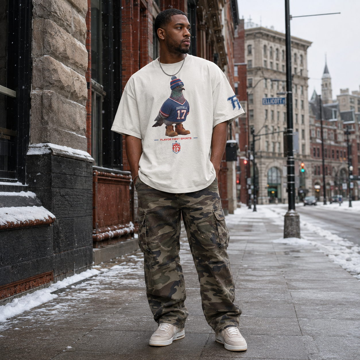 Whiteout Borough Bird No. 17 Oversized Tee | Buffalo