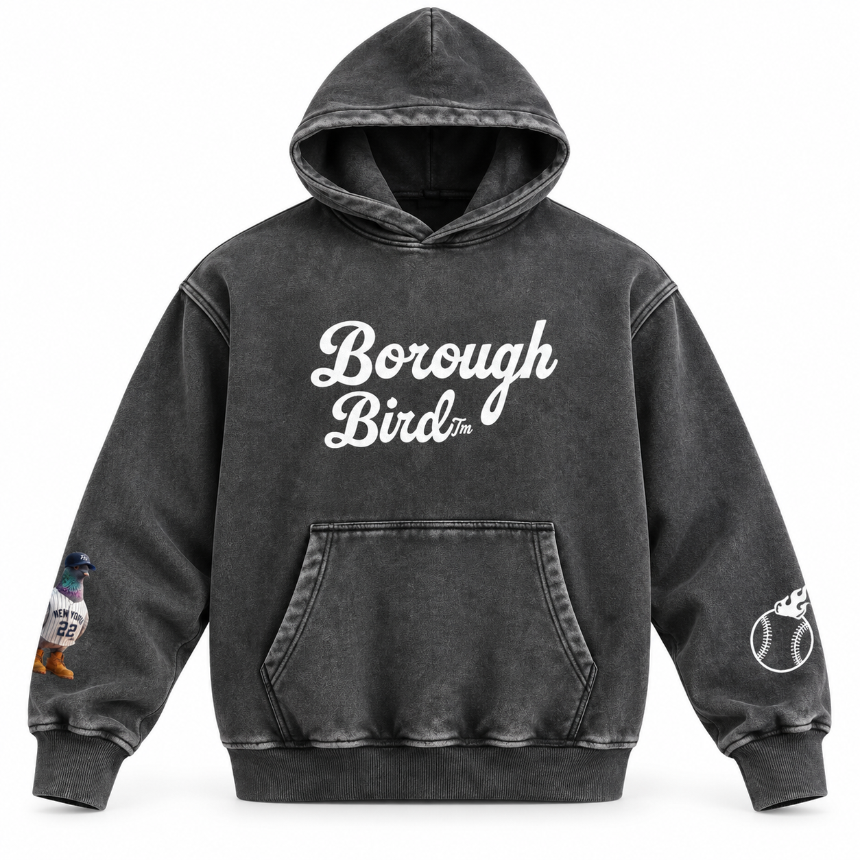 Borough Bird No. 22 Snow-Wash Oversized Hoodie — Script Edition