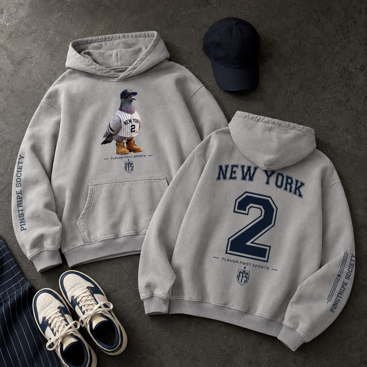 Pinstripe Society Borough Bird No. 2 Concrete Fade Hoodie