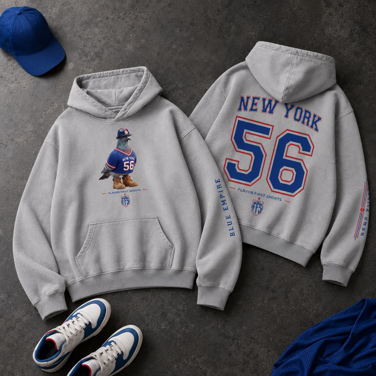 Blue Empire Borough Bird No. 56 Concrete Fade Hoodie