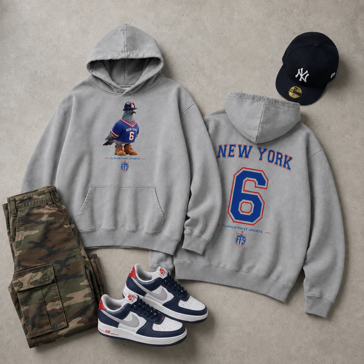 Blue Empire Borough Bird No. 6 Concrete Fade Hoodie