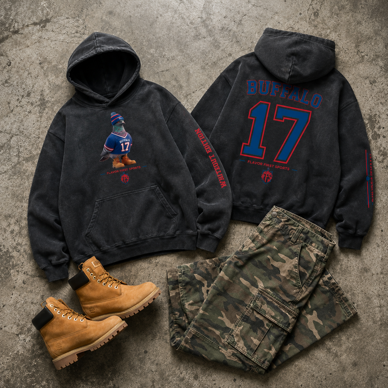 Whiteout Borough Bird No. 17 Concrete Fade Hoodie