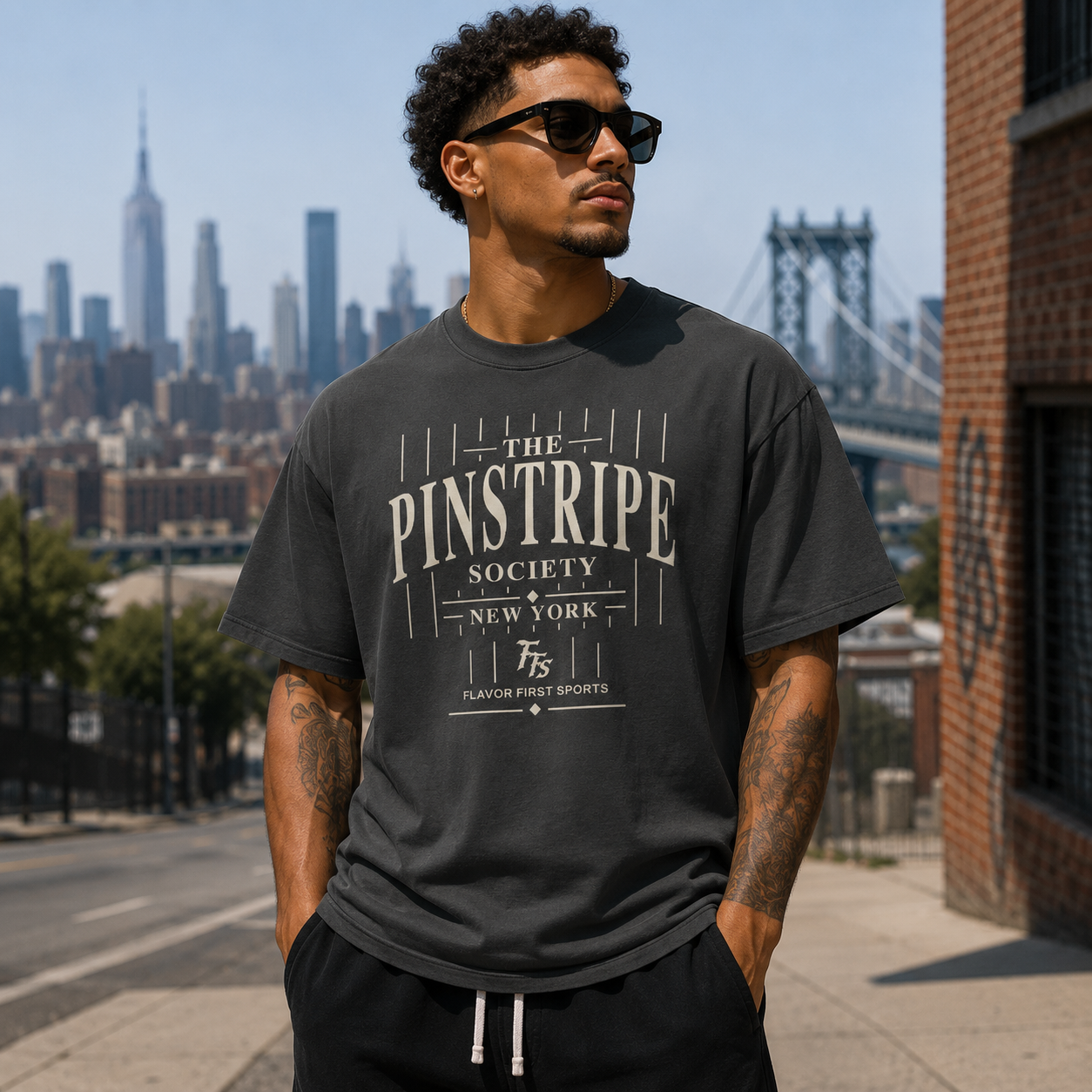 PINSTRIPE SOCIETY™ All Rise 99 Oversized Faded Tee