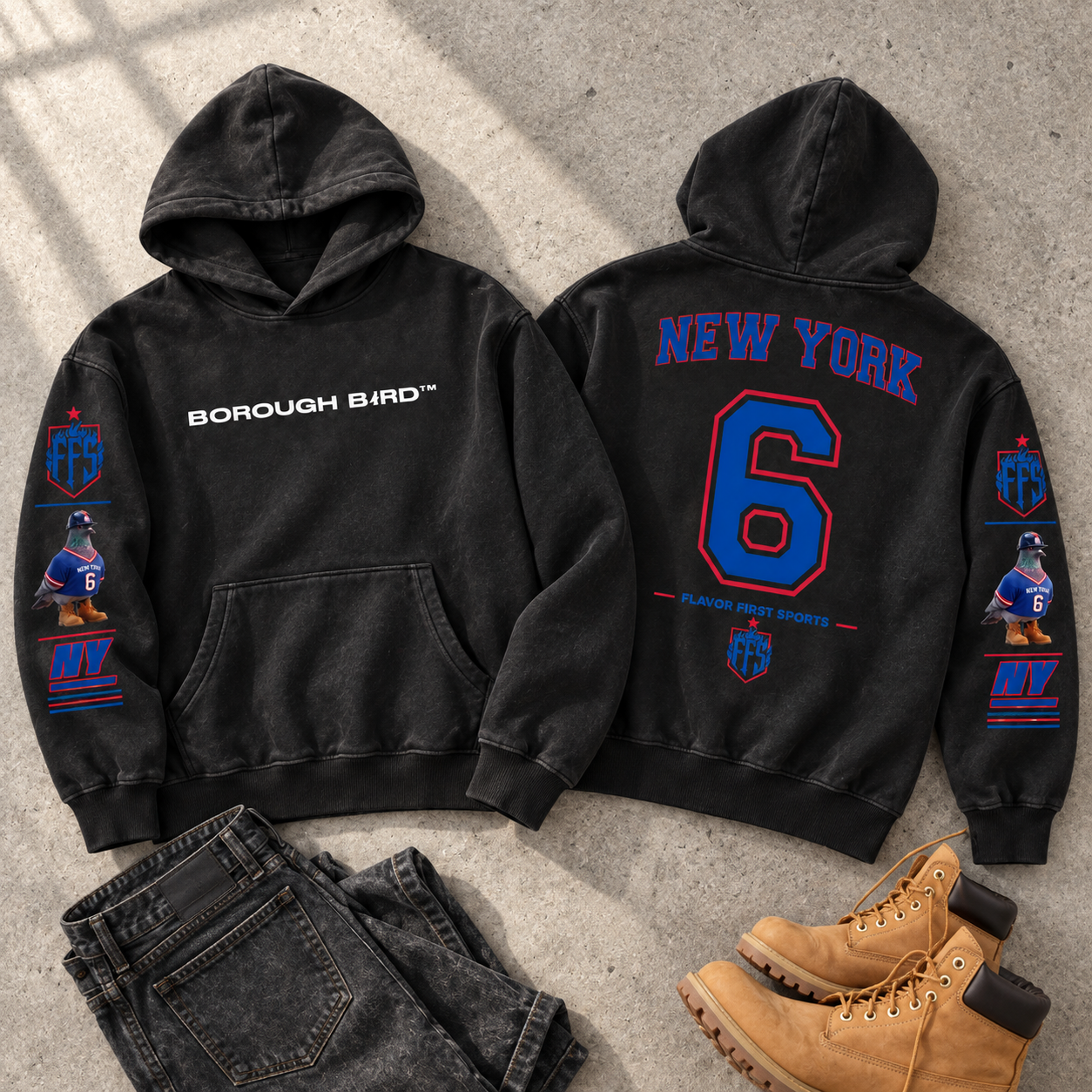 New York No. 6 Oversized Fleece Hoodie — Blue Empire Edition