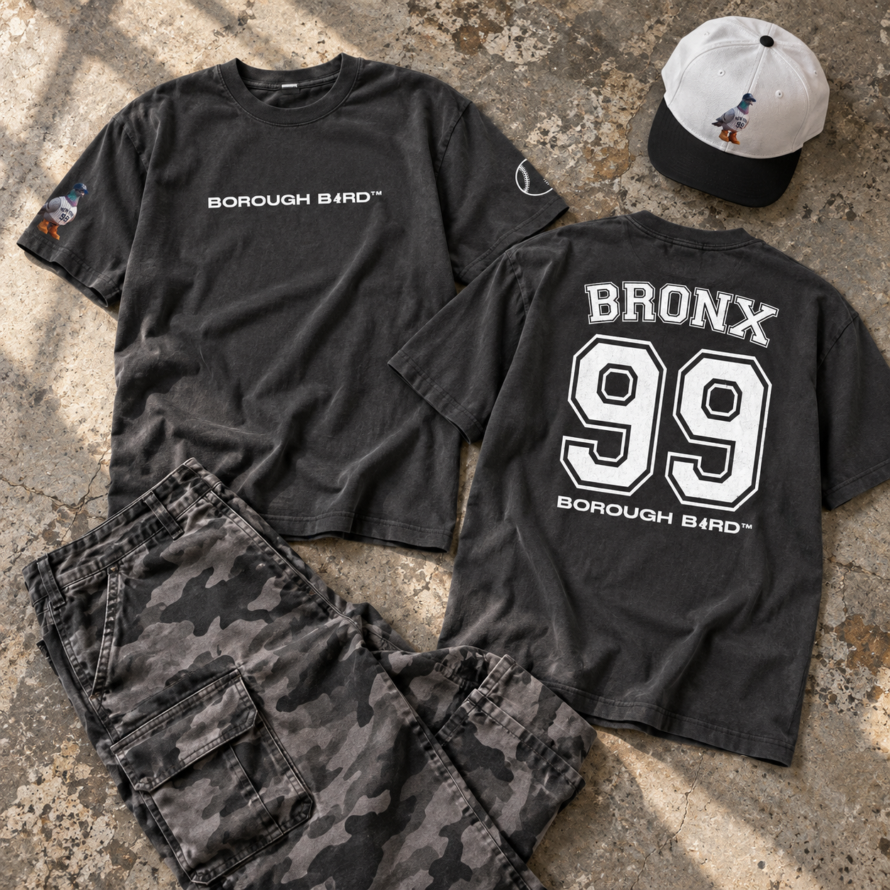 Bronx Borough Bird No. 99 Oversized Faded Tee | Pinstripe Society
