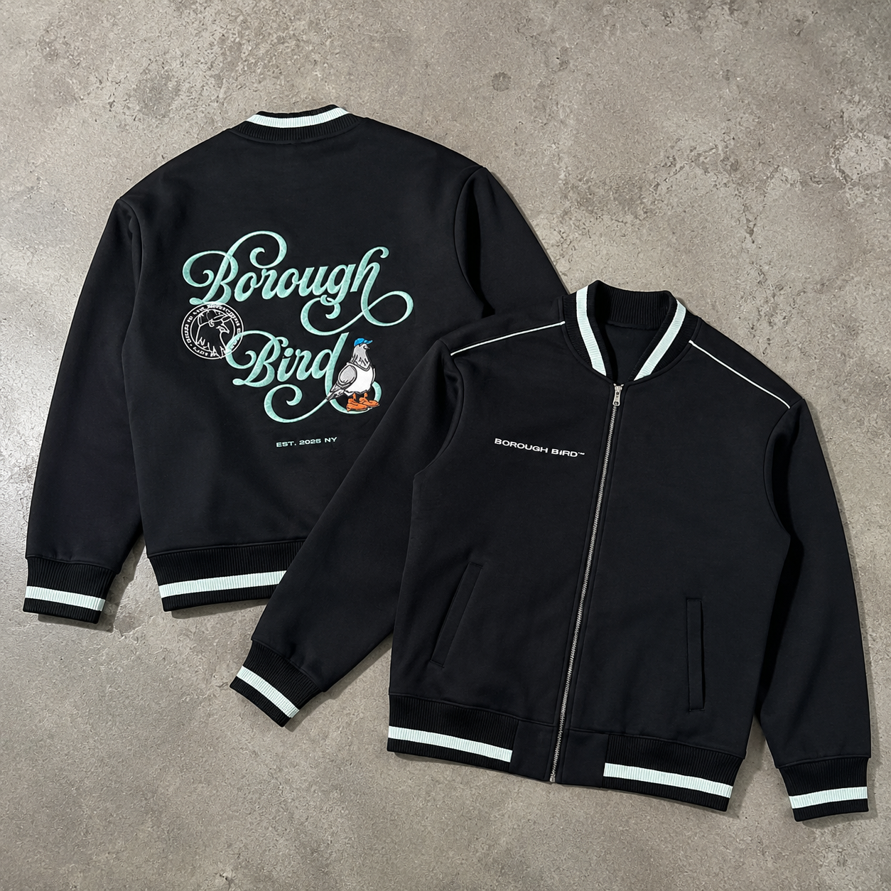 Borough Bird Emerald Flight Zip Bomber Jacket