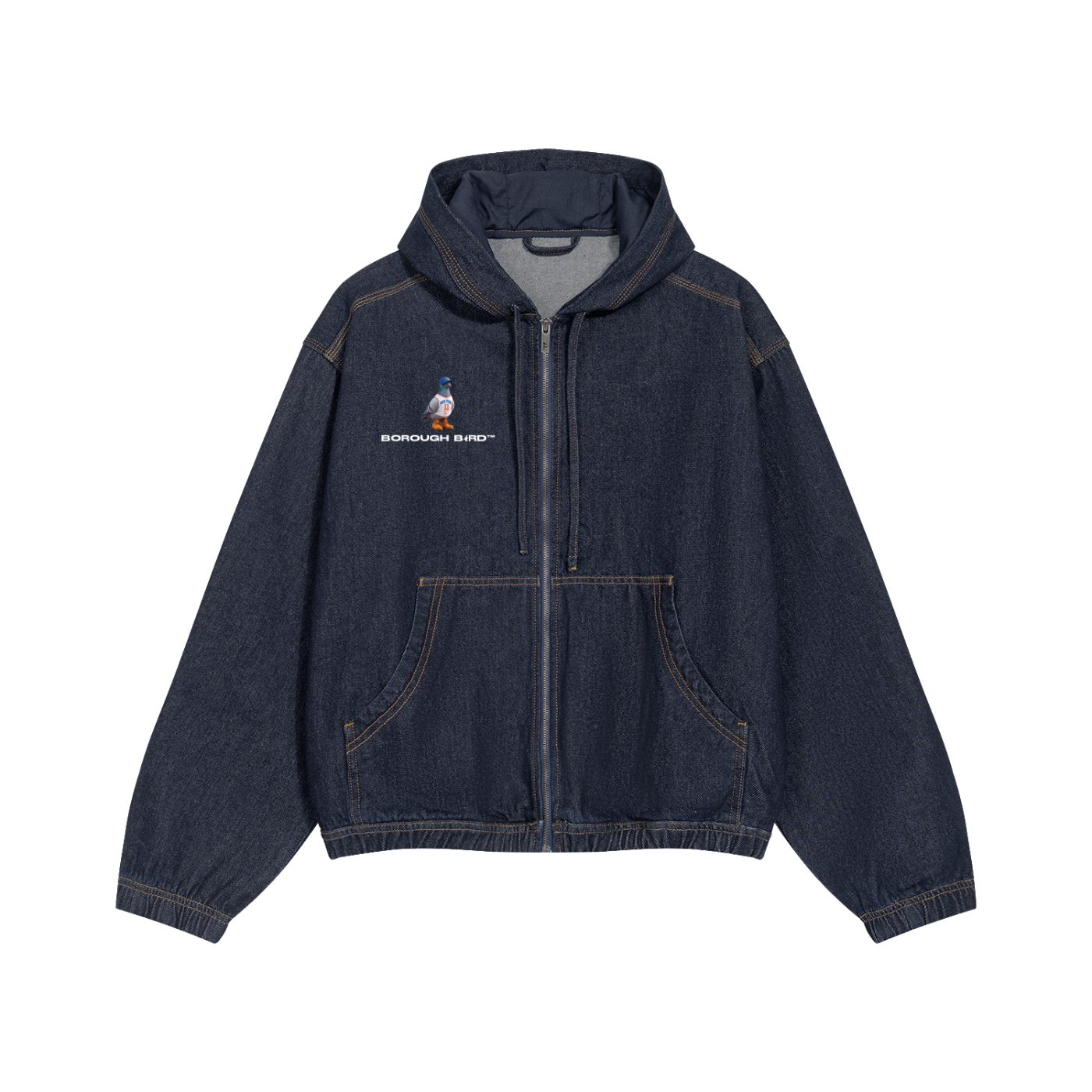 Men's Boxy Vintage Wash Hooded Denim Jacket