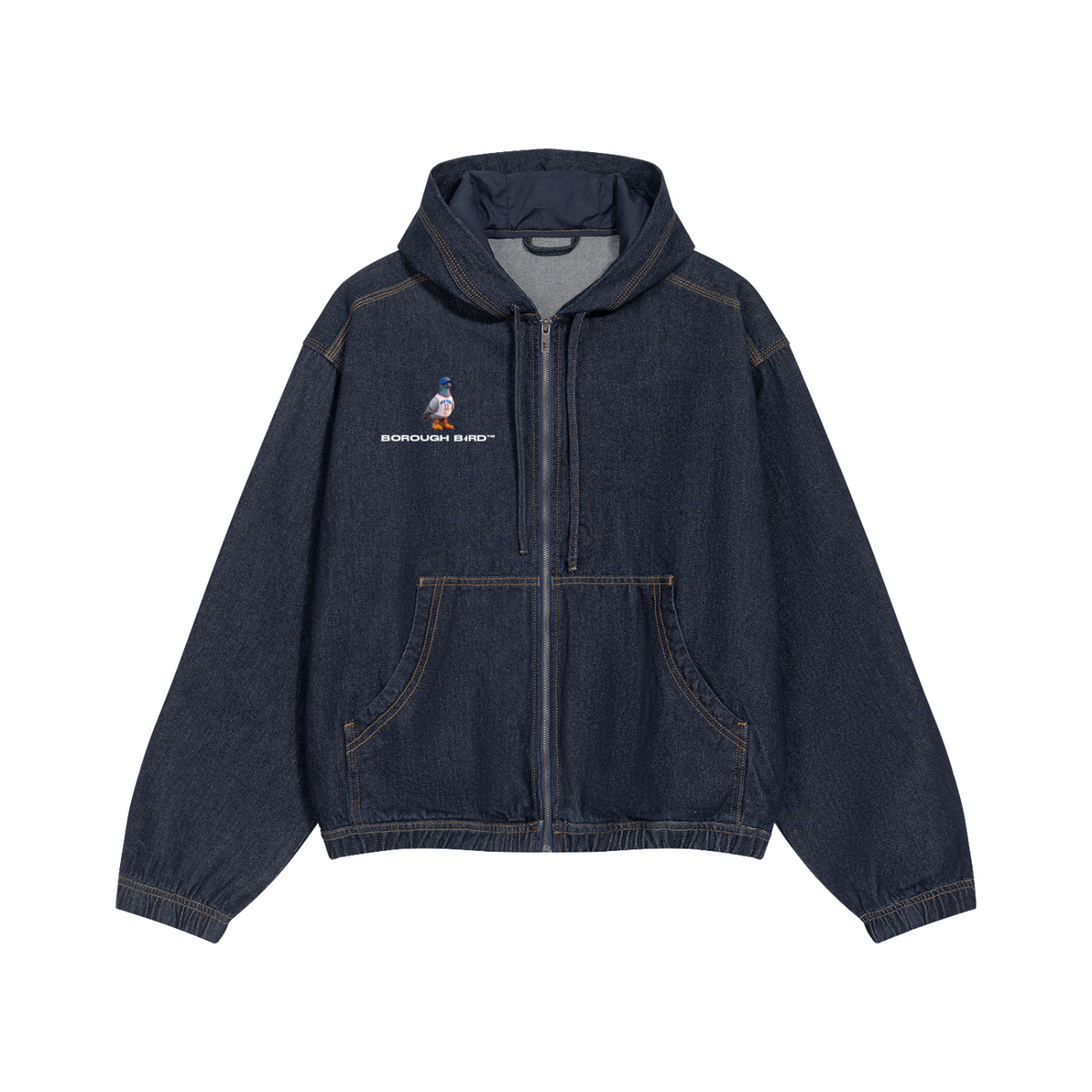 Men's Boxy Vintage Wash Hooded Denim Jacket