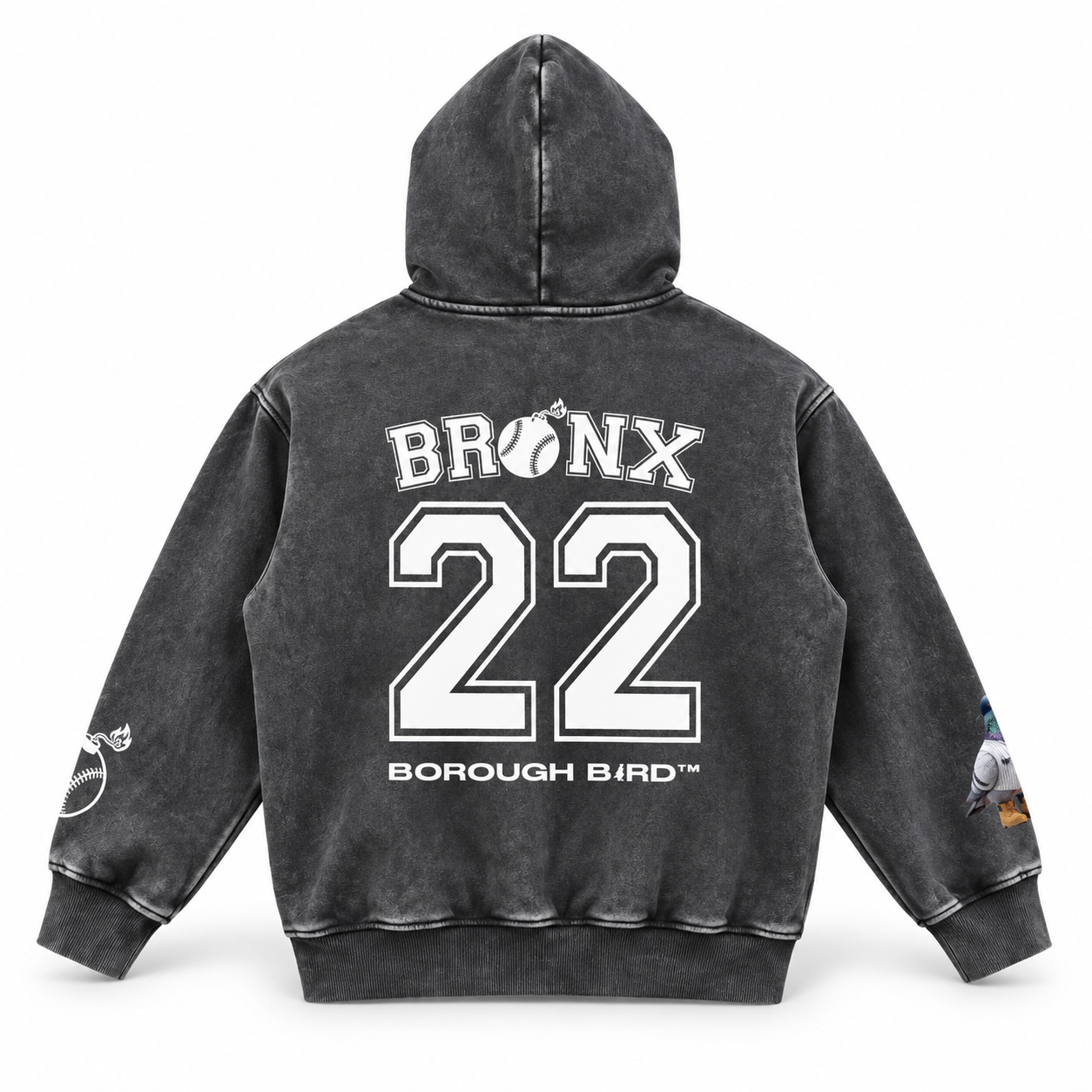 Borough Bird No. 22 Snow-Wash Oversized Hoodie — Script Edition