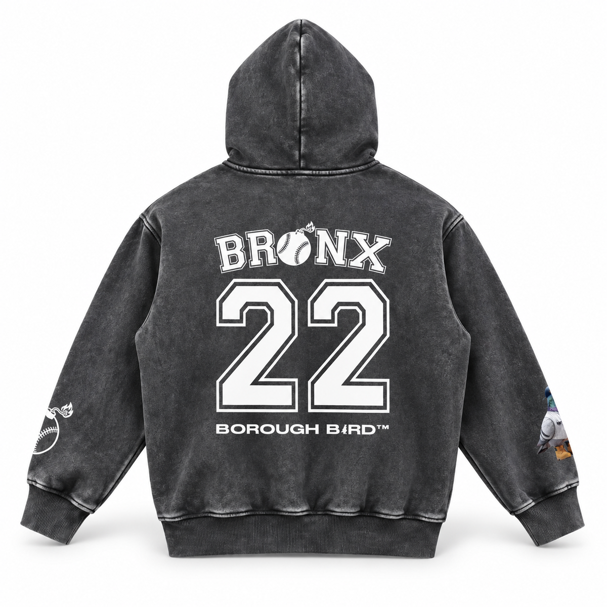 Borough Bird No. 22 Snow-Wash Oversized Hoodie — Script Edition