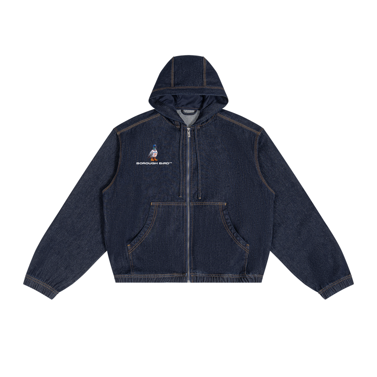 Men's Boxy Vintage Wash Hooded Denim Jacket