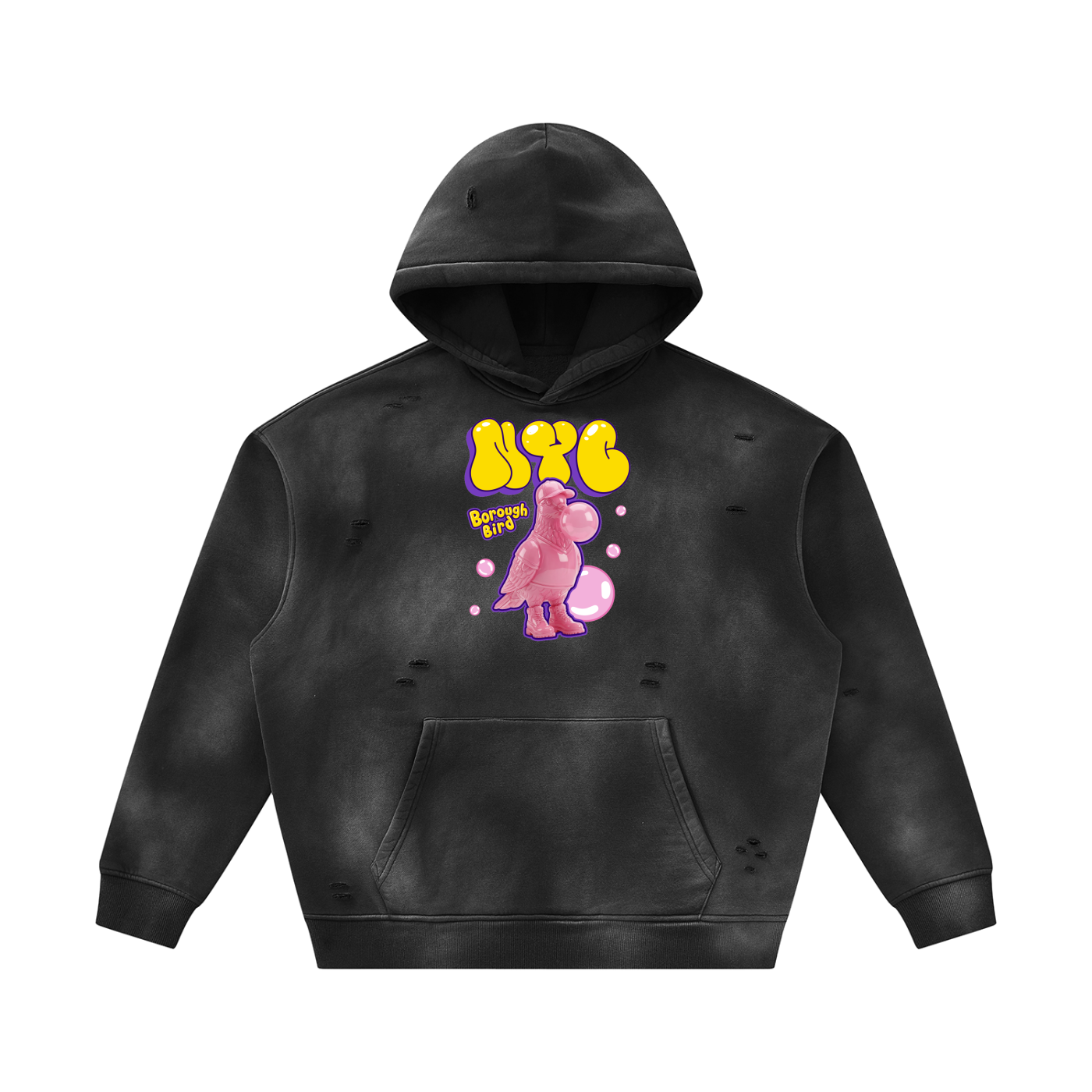 Unisex Sunfade Frayed Fleece Hoodie