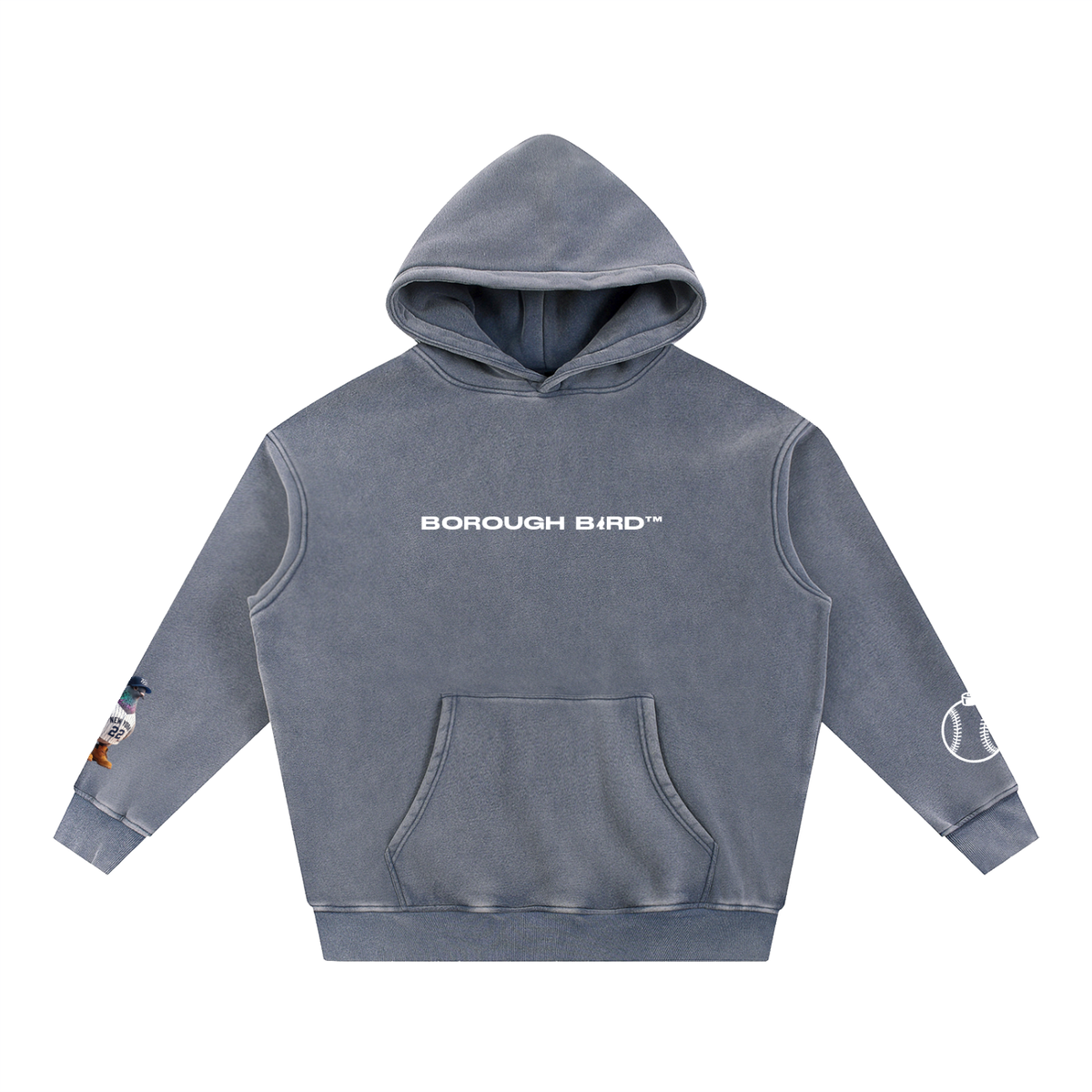 Borough Bird No. 22 Snow-Wash Oversized Hoodie — Wordmark Edition