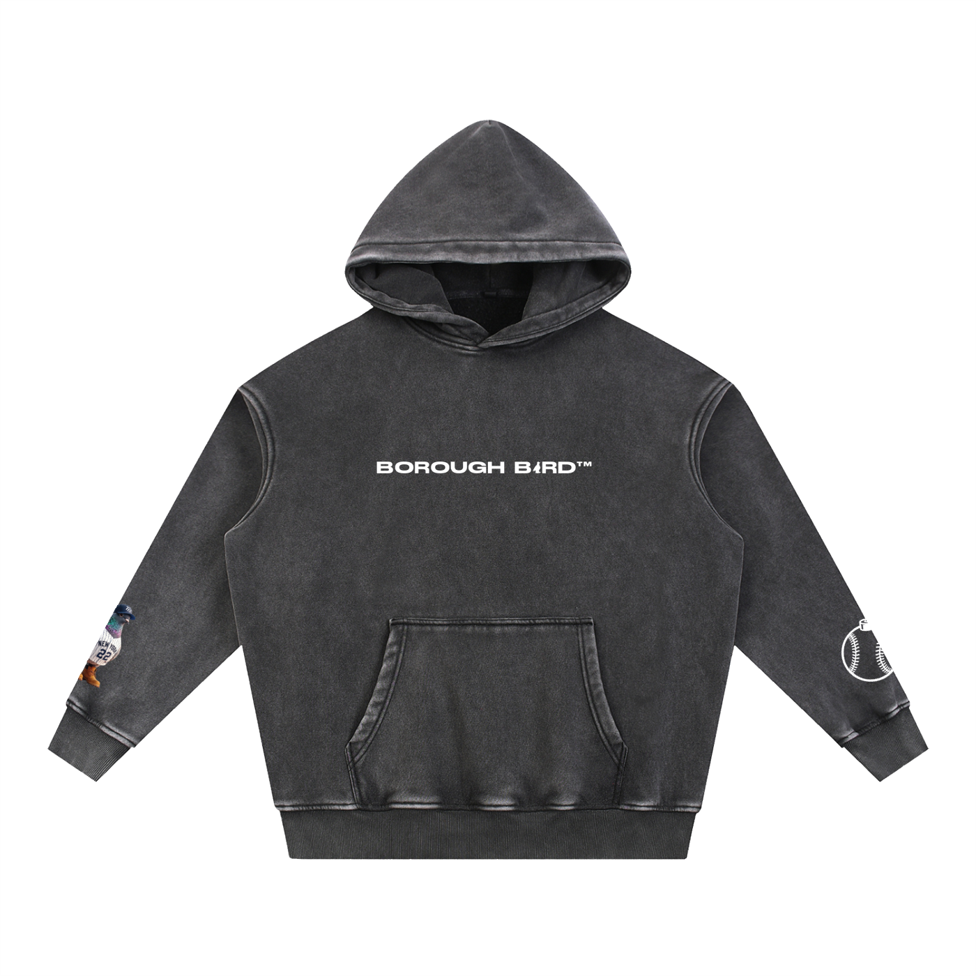 Borough Bird No. 22 Snow-Wash Oversized Hoodie — Wordmark Edition