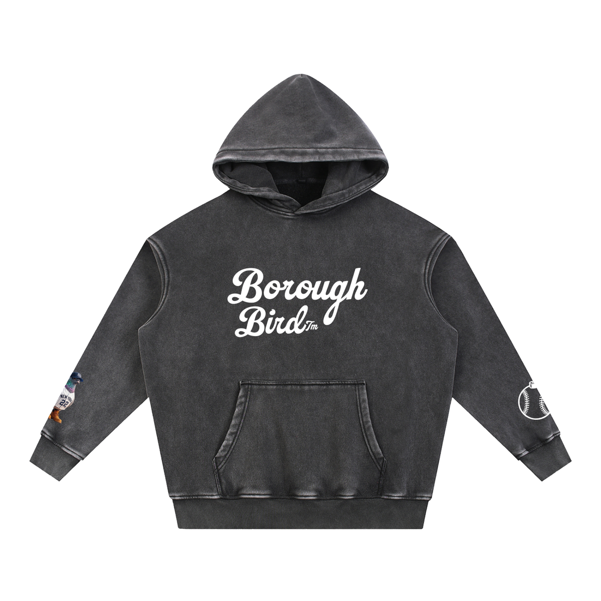 Borough Bird No. 22 Snow-Wash Oversized Hoodie — Script Edition