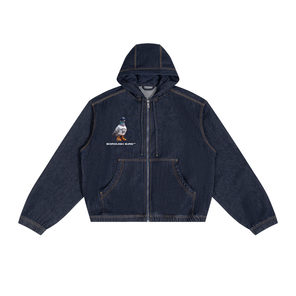Men's Boxy Vintage Wash Hooded Denim Jacket
